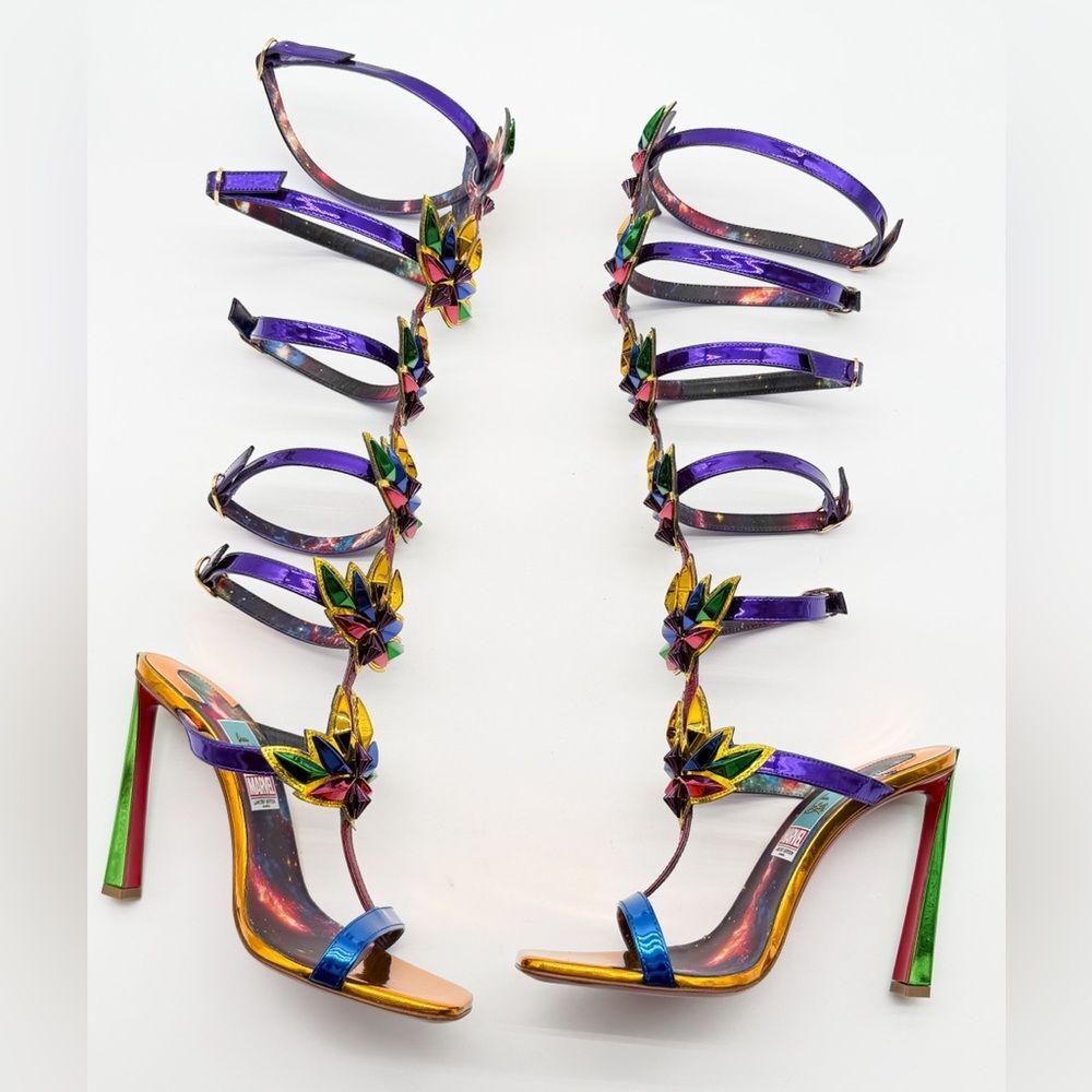 Christian Louboutin Marvel Sea Warrior Gladiator Knee High Sandal Metallic EU 39 - Picture 10 of 15